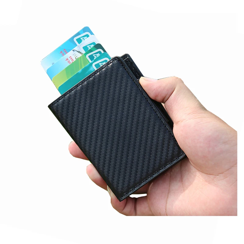 EASTNIGHTS тонкий кошелек из углеродного волокна для мужчин бизнес Rfid мини металлический ID кредитный держатель для карт кошельки женский кожаный кошелек Чехол