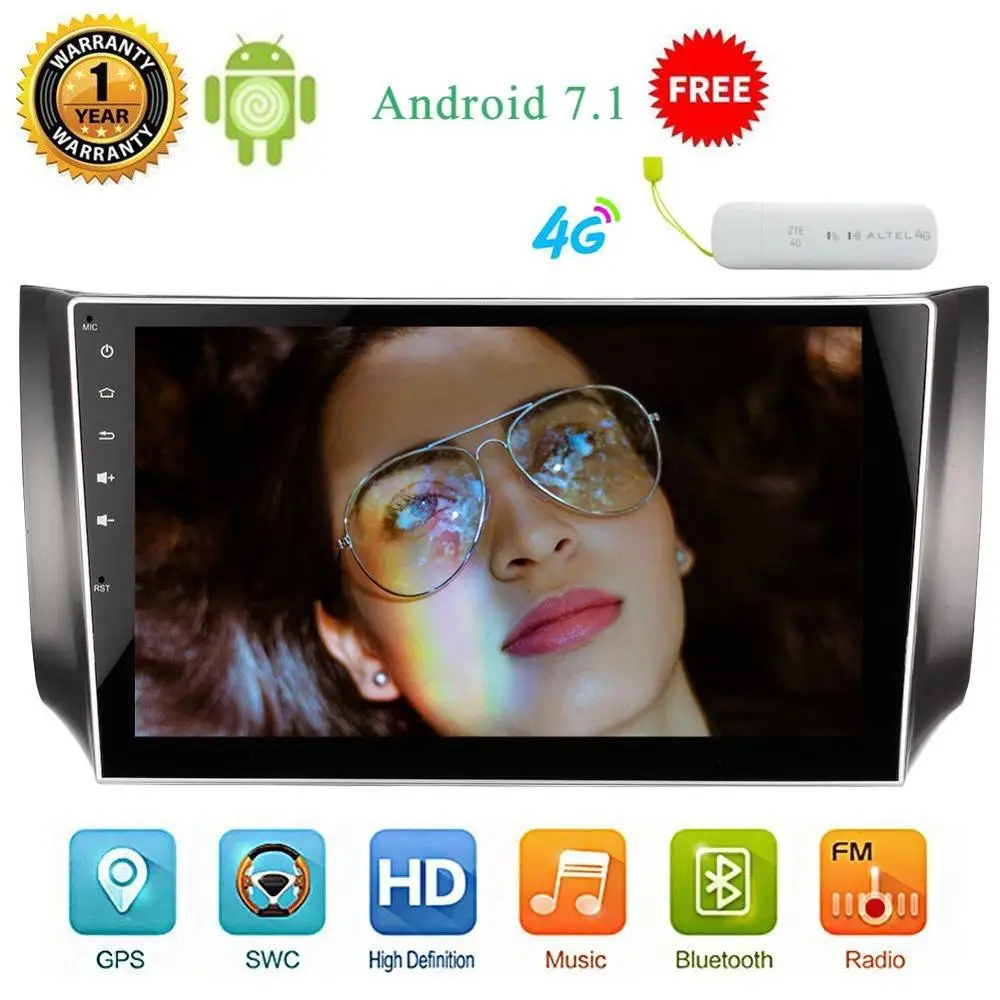 4 г ключ + eincar Android 7.1 ядра 2 DIN Авто Радио стерео GPS WI FI FM AM USB 1080 P для Nissan Sylphy (2016 2017)|car