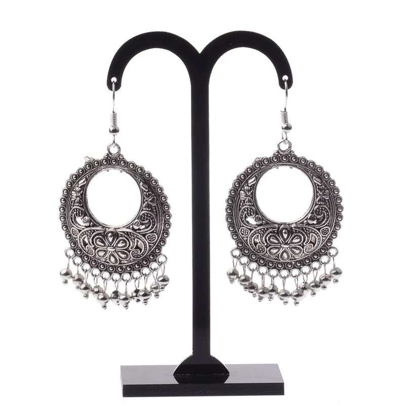 Ассиметричные Цветочные индийские серьги Jhumka с бахромой для женщин цыганские