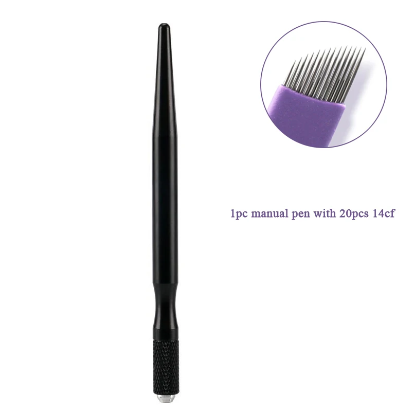 pen with 14cf 20 шт одноразовые, для микрообработки иглы 14pin/18pin перманентные принадлежности для макияжа красота Искусство аксессуары игла для нанесения татуировки для бровей губ - Габаритные размеры: pen with 14cf