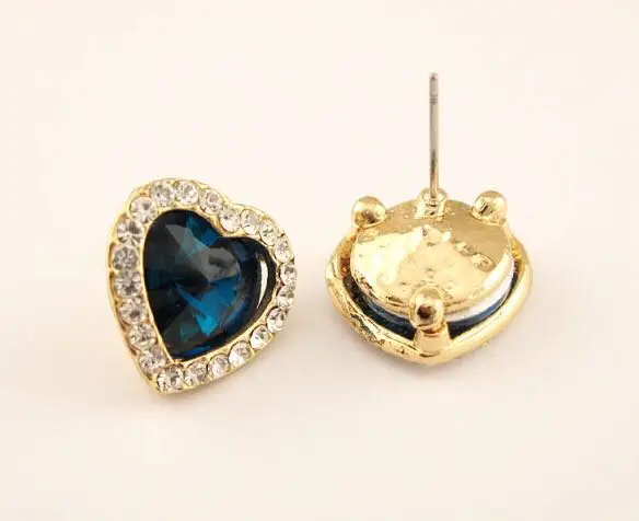Fashion high quality simple temperament heart shape crystal rhinestone lady earrings jewelry gifts wedding party dress wholesale | Украшения