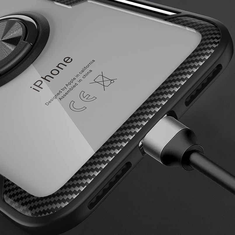 Magnetic Ring Bracket Case For iPhone X XR XS MAX Cases Metal Rotating Finger TPU Clear Cover 7 8 6 6s Plus |