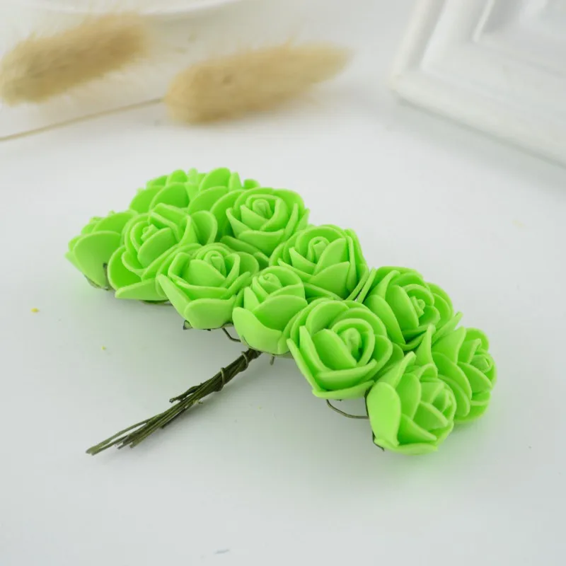green 144 шт., искусственные цветы для дома, свадьбы, украшение автомобиля, помпон для гирлянды «сделай сам», свадебный цветок, искусственные цветы, мини-пенные искусственные розы - Цвет: green