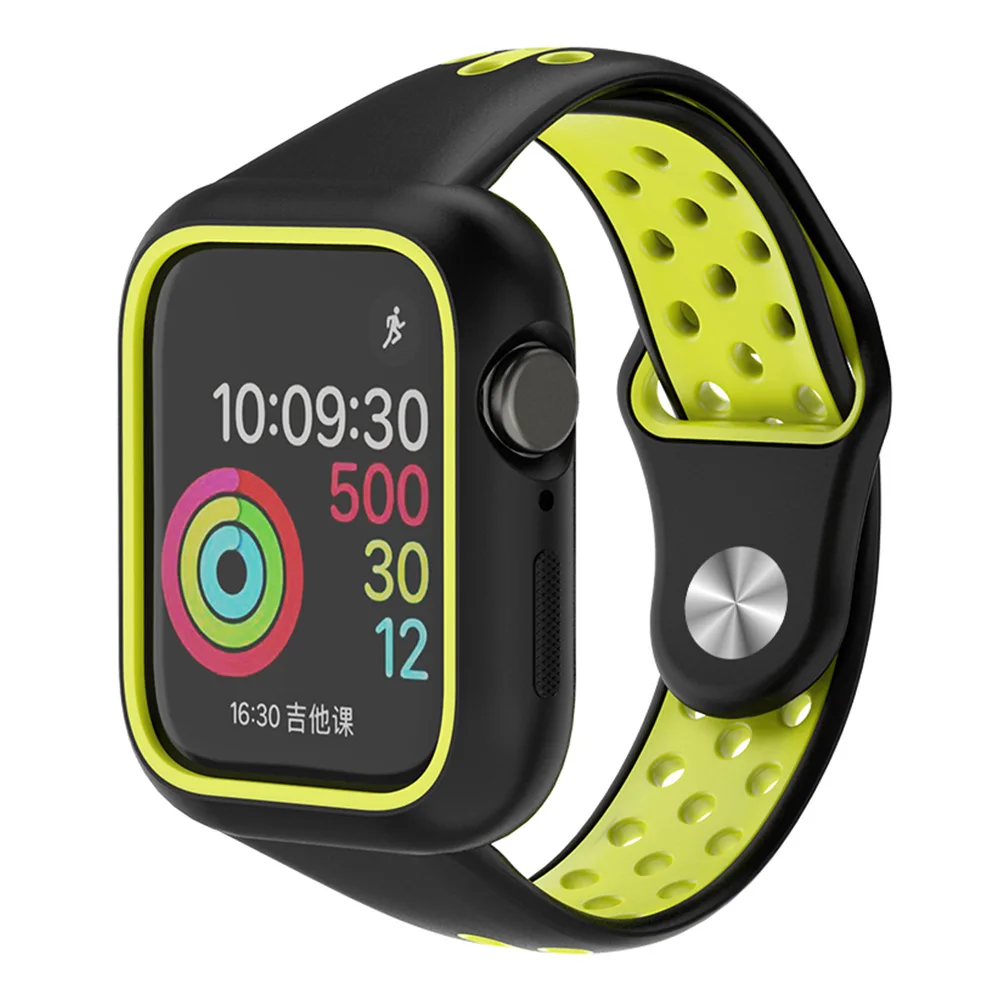 Lbiaodai защитный чехол для apple watch band iwatch 4 5 band 38 мм 42 мм 44 мм 40 мм 3 i ремешок для часов анти-падение крышка аксессуары - Цвет ремешка: black green