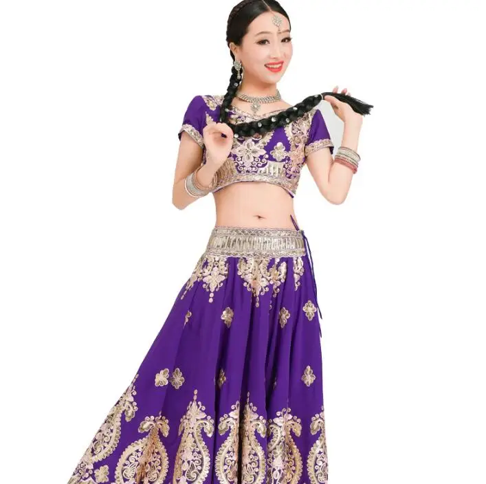 Женский танцевальный костюм Lehenga Choli в индийском стиле топ + юбка шарф|Одежда из