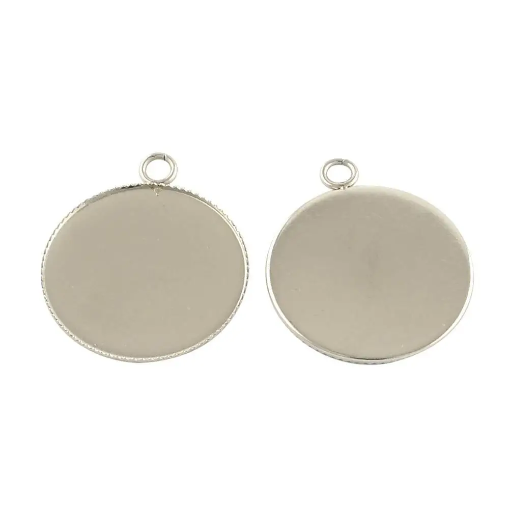 

100pcs 304 Stainless Steel Pendants Cabochon Settings Flat Round Stainless Steel Color Cabochon Settings Trays 25mm 30mm F60