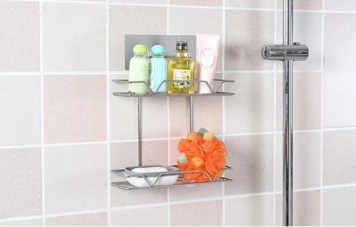 1PC Steel Two Layer Storage Basket Bathroom Products Luxury Cosmetic Shelf Holder Accessories OK 0722 | Дом и сад