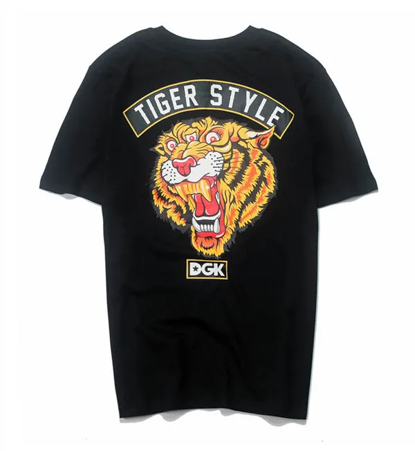 1 DGK мужские футболки высокого качества 19SS кленовые листья DGK голова тигра футболка Уличная Повседневная черная и белая пара DGK топ тройники - Цвет: 1