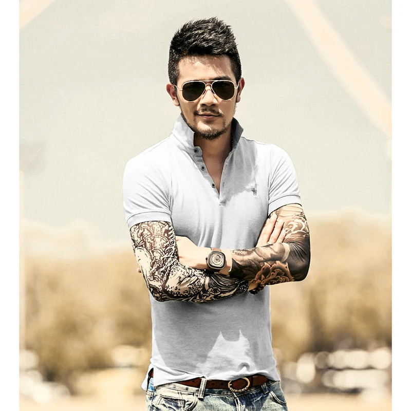 

New Brand Business Polo Shirt Men Casual Hombre Embroidery Cotton Short Sleeve Tops Tees Solid Slim Homme T532