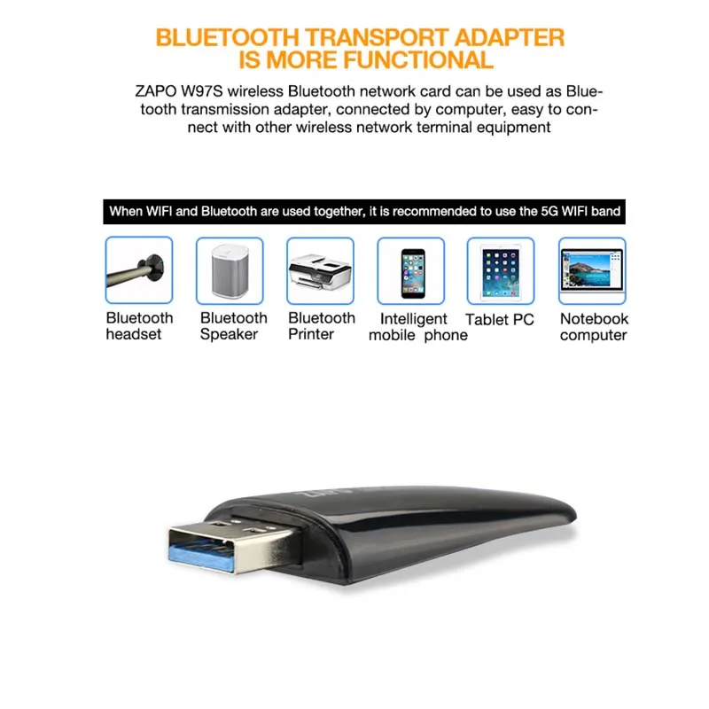 ZAPO 5 ГГц wifi Добавить Bluetooth 4,1 Беспроводной AC USB 3,0 Lan 1200 Мбит/с Lan адаптер встроенные антенны сетевая карта для настольного ноутбука