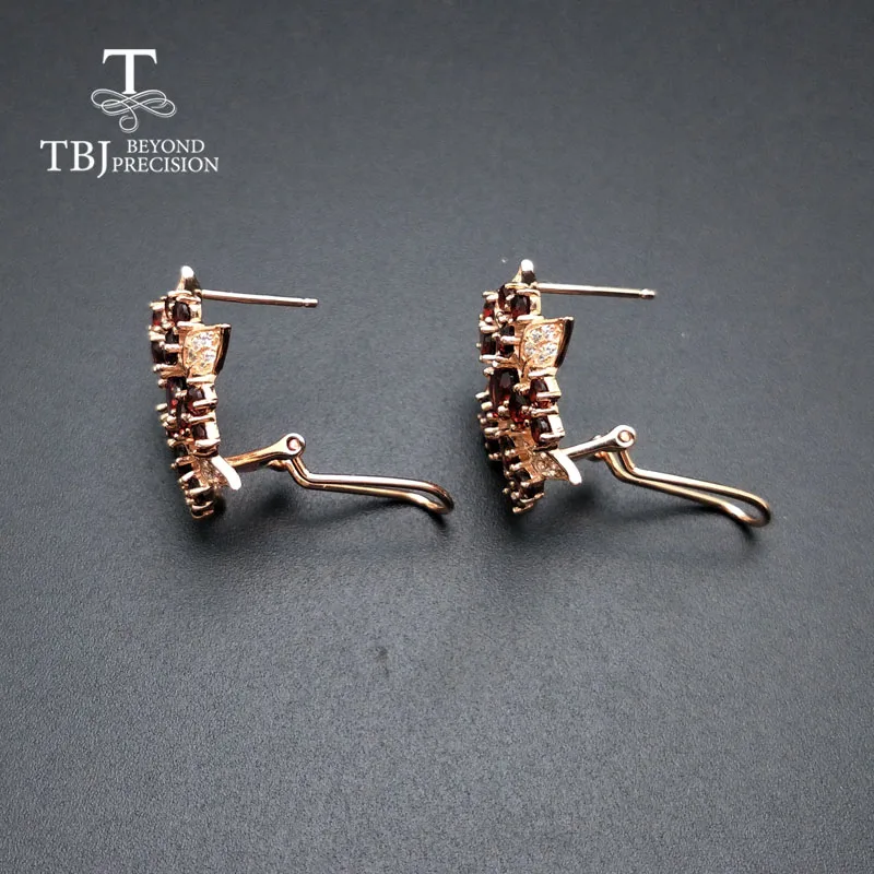 Женские серьги Гранат TBJ элегантные из стерлингового серебра 925 пробы с