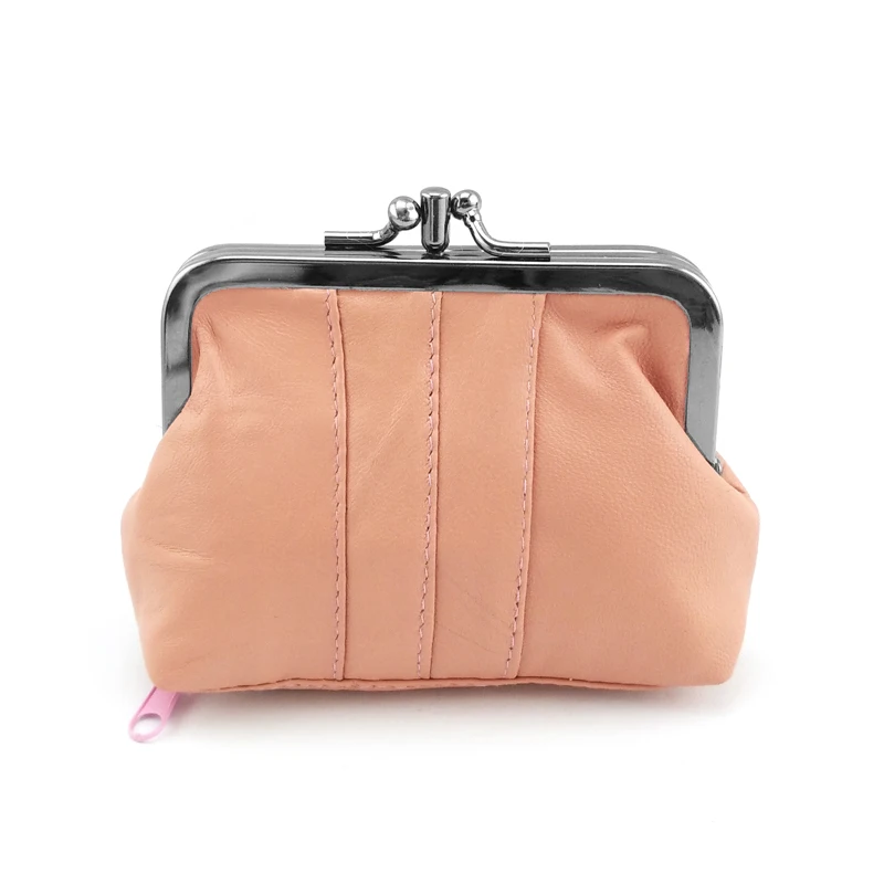 NICOLE& CO, кошелек для монет из натуральной кожи, кошелек из овечьей кожи для девочек, кошелек на металлической застежке, держатель для карт, кошелек на молнии, маленькая сумка, Новинка - Цвет: orange-pink0540