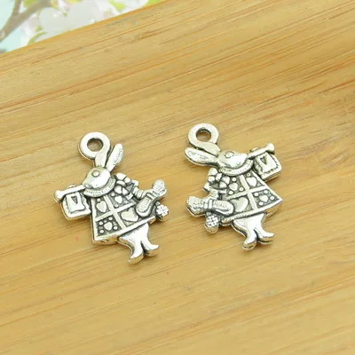 free shipping 100pcs/lot A2575 antique silver rabbit shape alloy charm pendant fit jewelry making 15X20mm wholesale | Украшения и