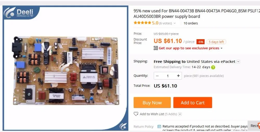 for BN44-00473B BN44-00473A PD46G0_BSM PSLF121A03S AU40D5003BR power supply board | Бытовая техника