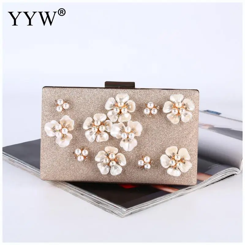 

Floral Evening Bags Wedding Clutch Bags With Pearl Chain Party Bags For Ladies 2019 New Fashion Diamonds Clutches And Purse