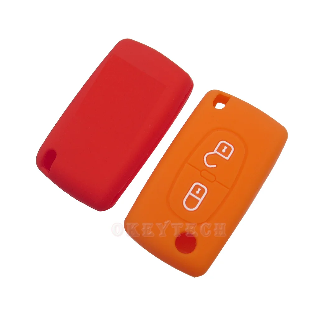 OkeyTech 2 кнопки силиконовый резиновый чехол для автомобильного ключа брелка