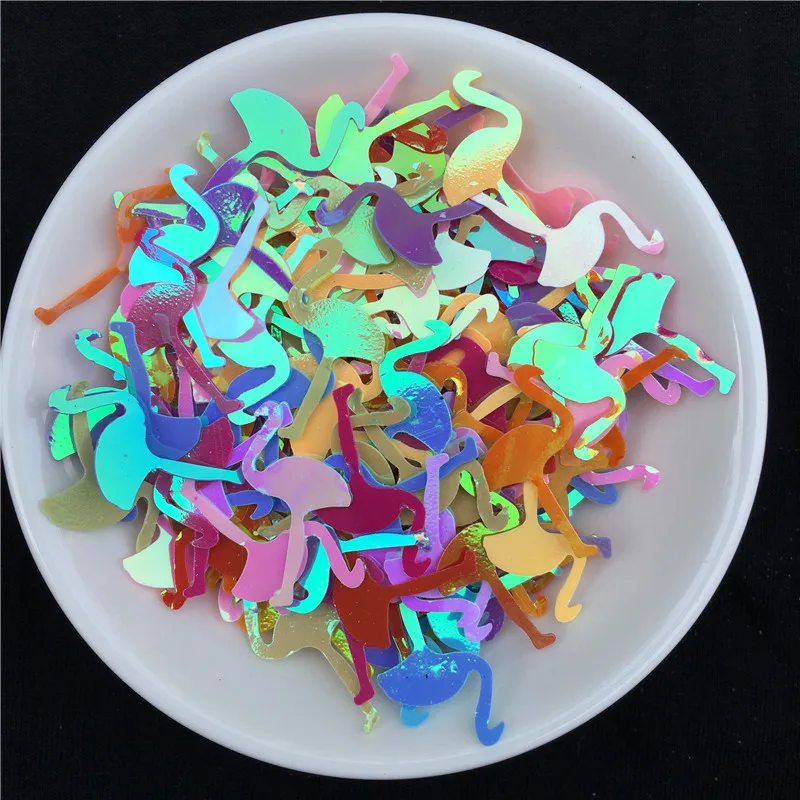 

15g/Pack 360Pcs 12*20mm Colorful Flamingo Bird Shape Loose Sequins Paillettes Sewing Craft, Women Garments Bags DIY Accessories