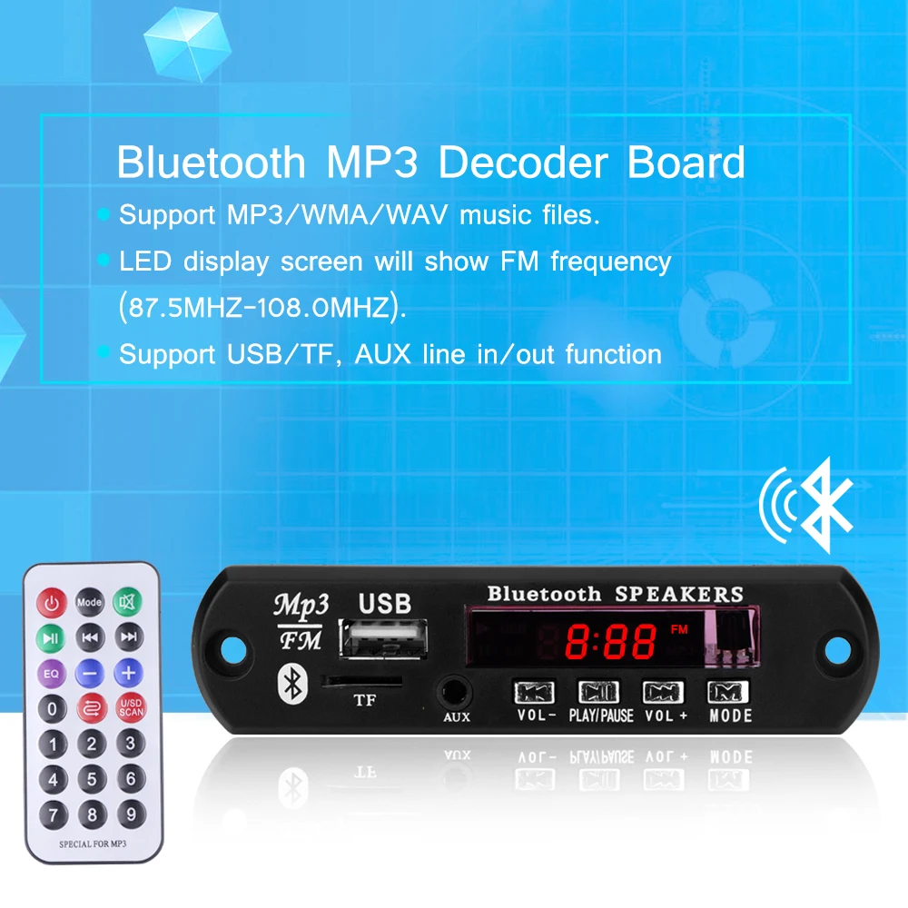 Автомобильный беспроводной Bluetooth MP3 WMA декодер плата аудио модуль USB TF радио