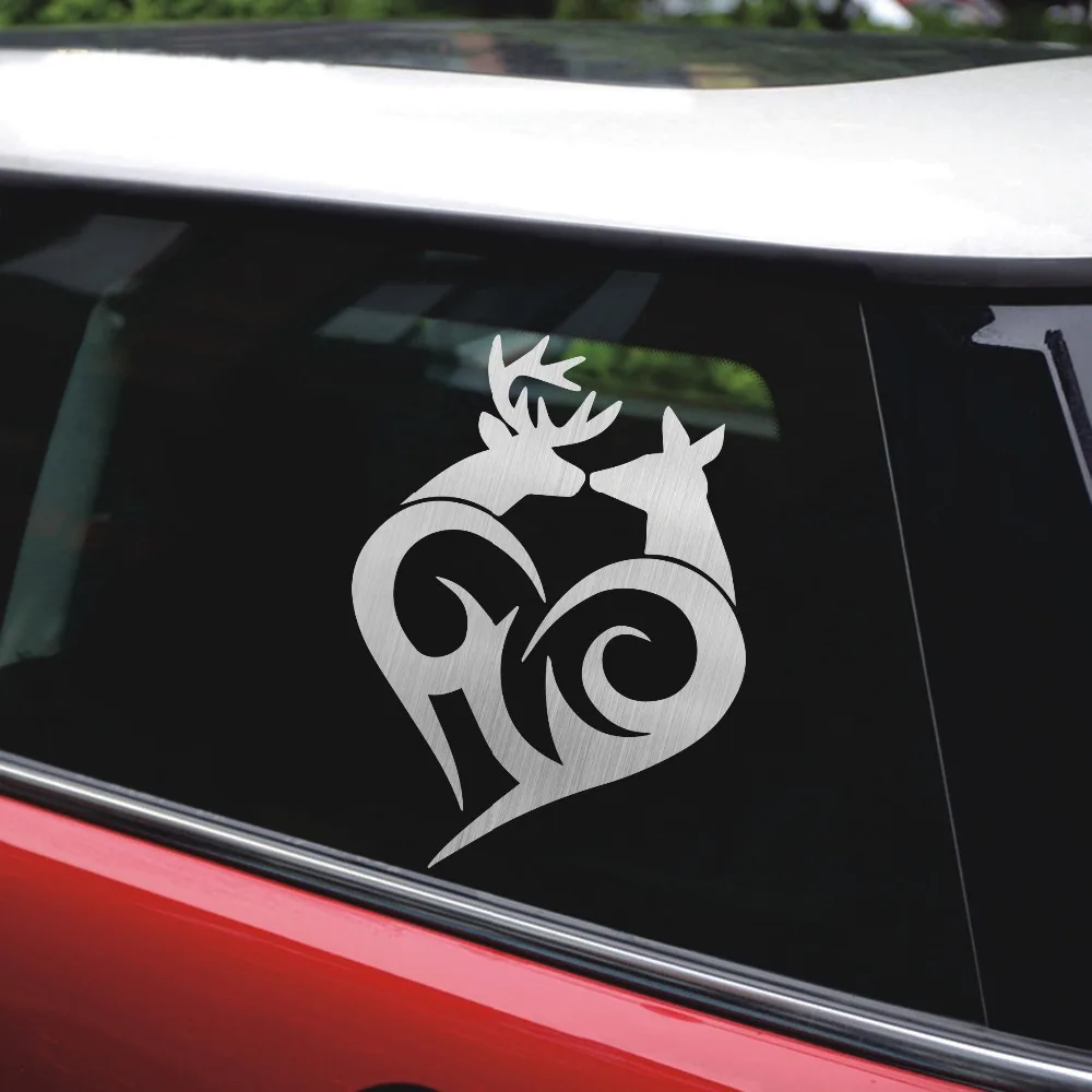 Rylybons 10CM*13.4CM Tribal Heart With Kissing Deer Vinyl Window Decal Car Sticker Funny Accessories For Cars Auto Products | Автомобили и