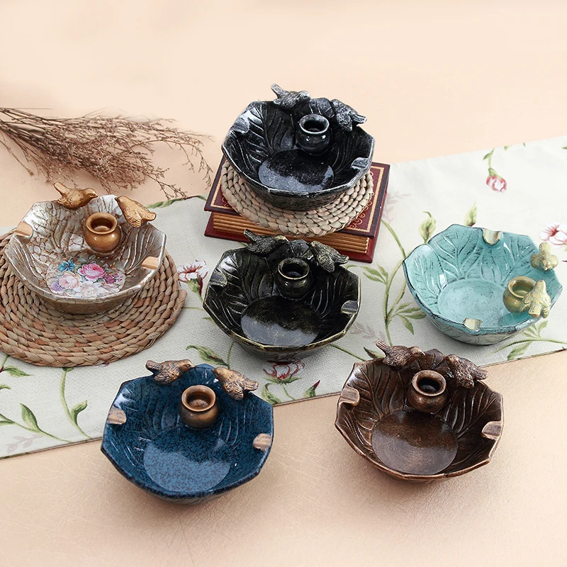 

Creative garden ashtray European retro upscale living room practical smoke plate personality tea table resin ashtray