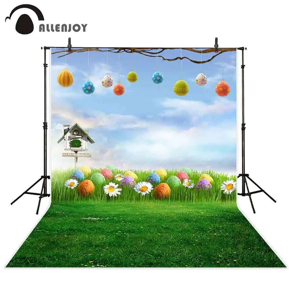

Allenjoy Пасхальный фон для фотостудии яйцо трава зеленый цветок ребенок фон для фотосъемки реквизит украшение фотосессия