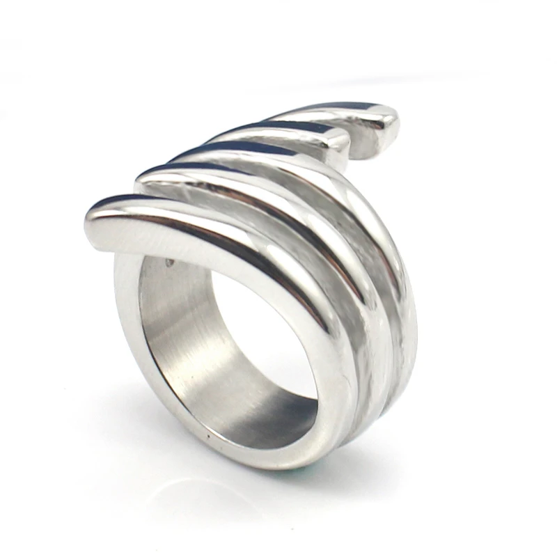 Fashion Punk Style 316L Stainless Steel Metal High Polish Summer Unique Women Angel Wing Ring Bird Feather Design Silver|feather ring|designer