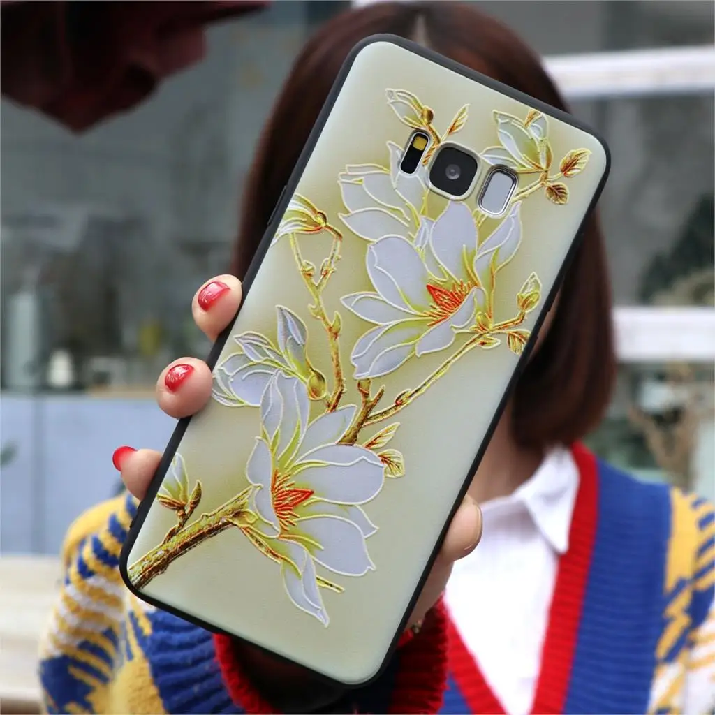 jinzhiye 3D с тиснением и изображением цветка на заднюю панель samsung Galaxy S10e J5 M20 M10 S10 плюс J8 J6 J4 плюс J7 Neo J2 Prime J3 чехол - Цвет: jinzhiye