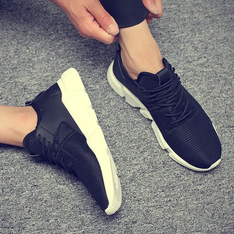 Summer all black Breathable Mesh male sneakers footwear Comfortable Adult shoes man causal Shoes tenis Lovers flats II-64Z | Обувь