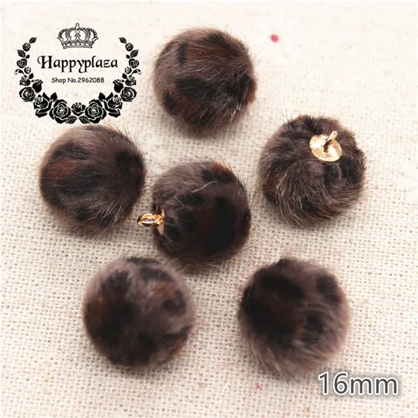 dark brown 20pcs 20 шт 16 мм Разноцветные леопардовые харии покрытая тканью, круглая подвеска из бисера для дома и сада, кабошон для рукоделия - Цвет: dark brown 20pcs