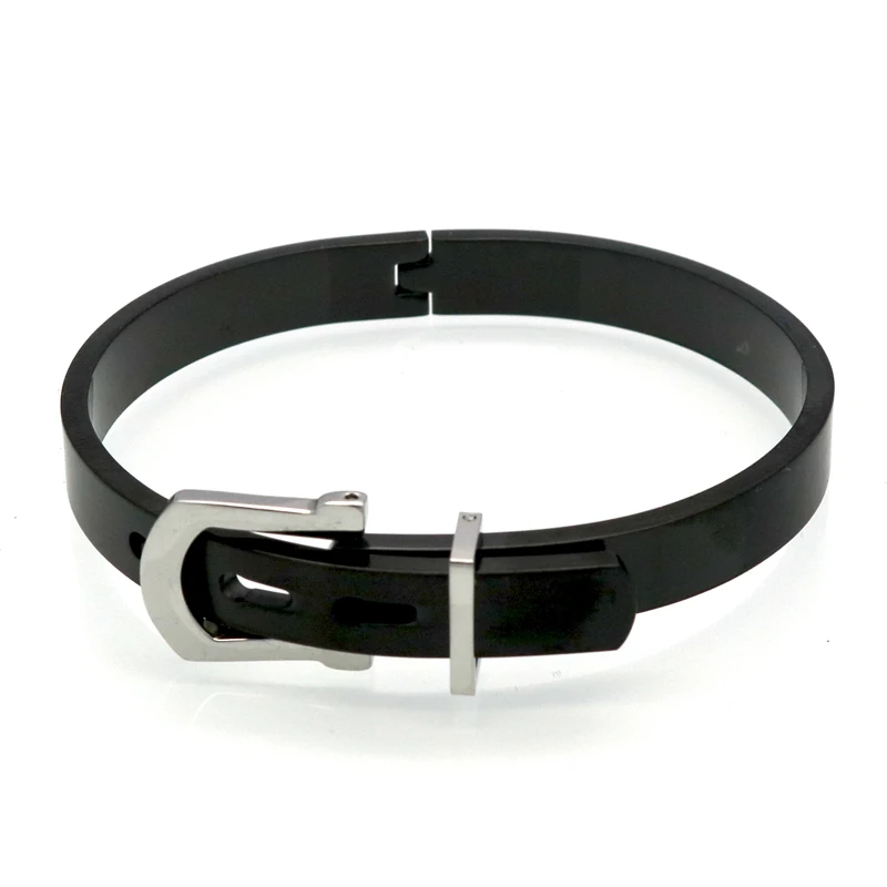Black With Silver Роскошные стильные новые модные мужские/женские браслеты из нержавеющей стали для женщин золотого цвета Регулируемая пряжка для ремня браслеты и браслеты - Окраска металла: Black With Silver