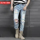 Мужские байкерские джинсы Aelfric Eden, модные повседневные брюки с дырками и граффити, 2018, тонкие джинсы в стиле хип-хоп, уличная одежда PA243