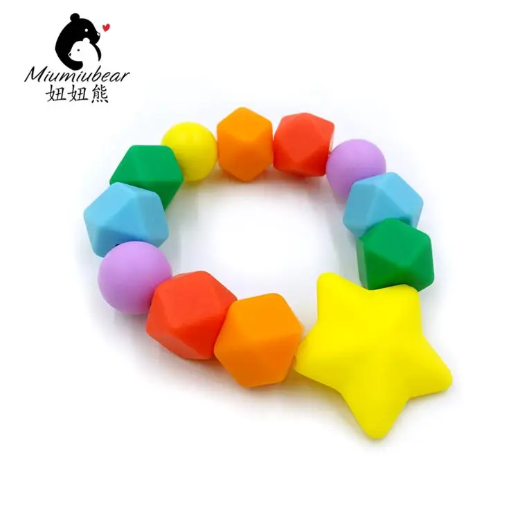 Детский силиконовый Прорезыватель для зубов жевательный браслет радужные