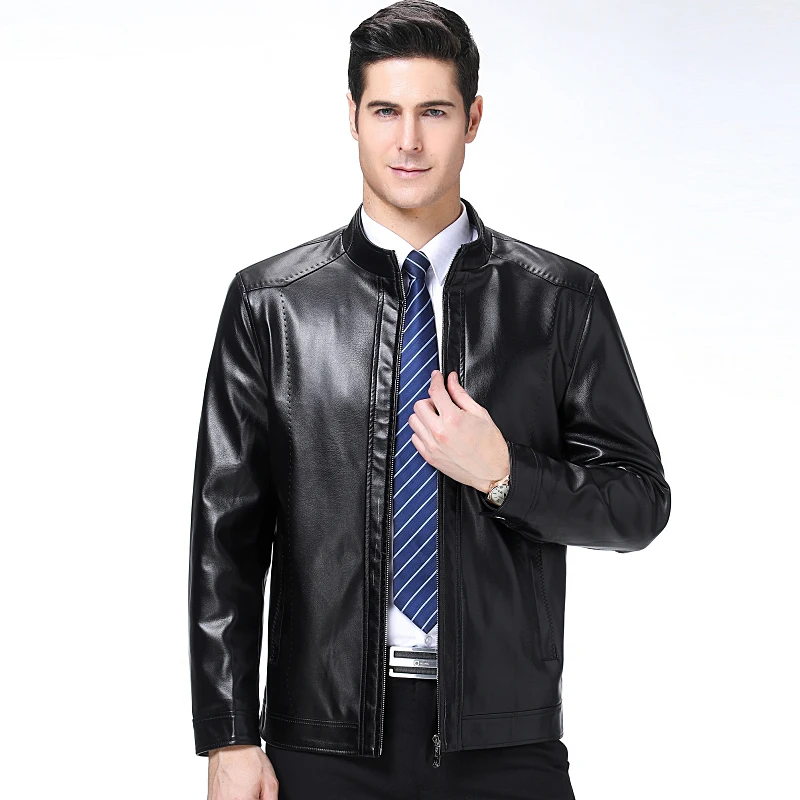 Кожаная куртка осень-зима Мужская парка повседневная одежда из искусственной
