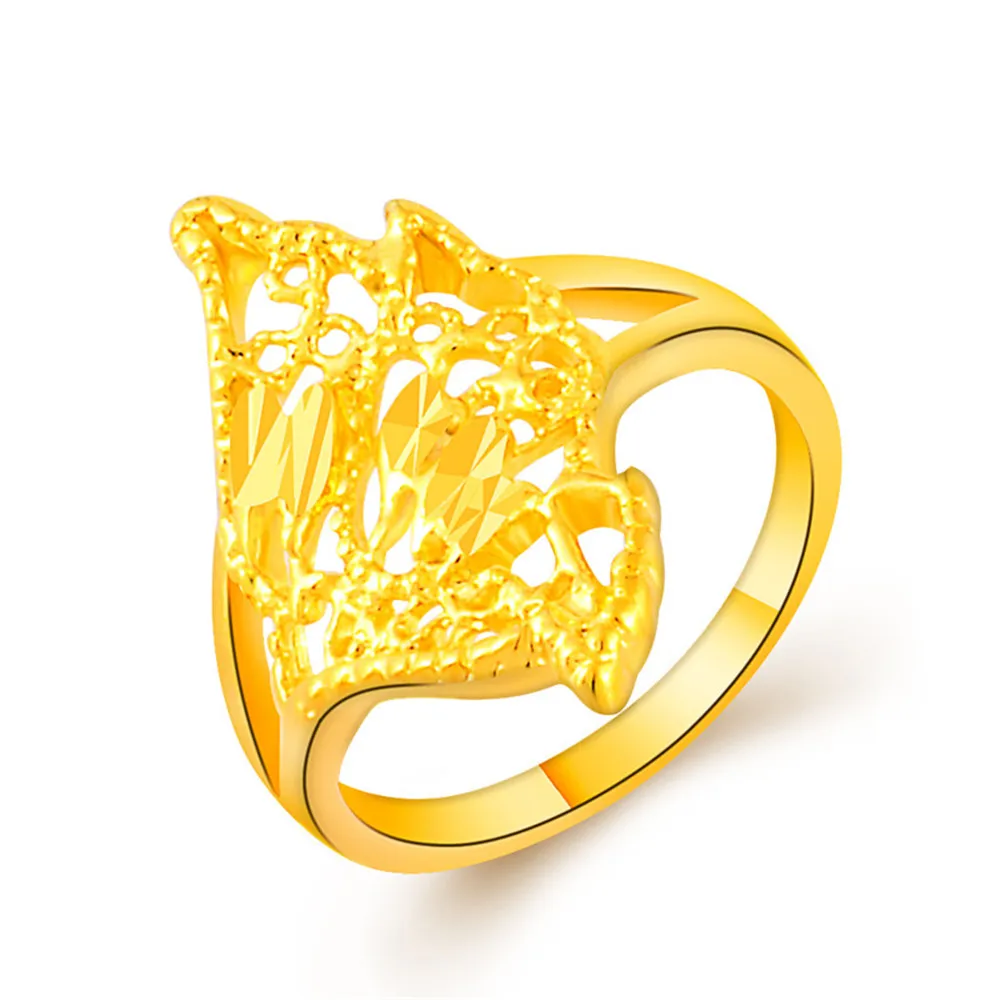 2017 Fashion Design Lotus Shaped Vacuum Yellow Gold Color Rings Anillo Wrap For Women And Girls Unique Bague Jewelry | Украшения и