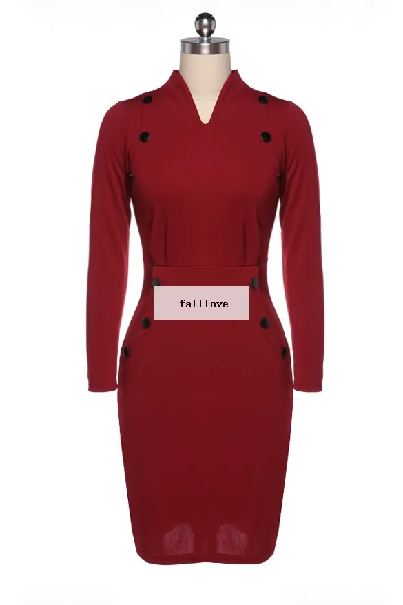 Платье женщины свободного покроя леди винтажный туника длиной до колен карандаш