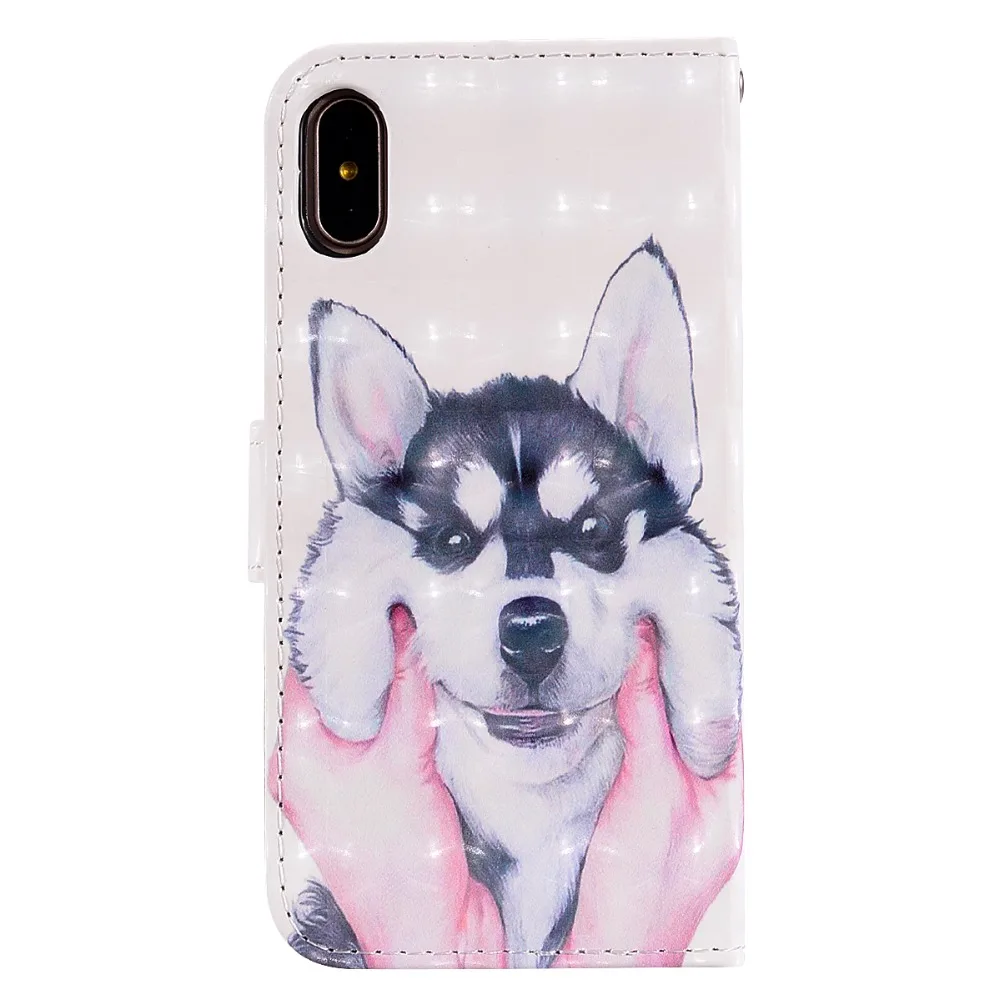 Luxury 3D Leather For Apple iphone X cases Flip Cover Cute Flower Animal Case iphoneX Phone bag Wallet Capa Coque | Мобильные