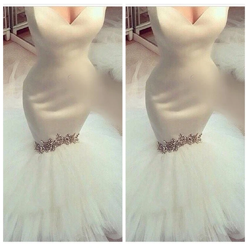 Белое свадебное платье Русалка свадебные платья с бисером и стразами