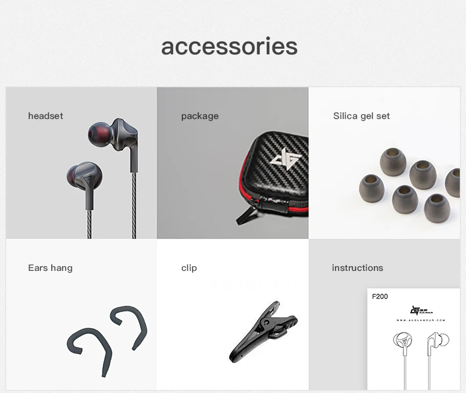 Наушники AUGLAMOUR F200 In-Ear 10 мм Graphene Dynamic Drive HIFI DJ металлические наушники Сабвуфер