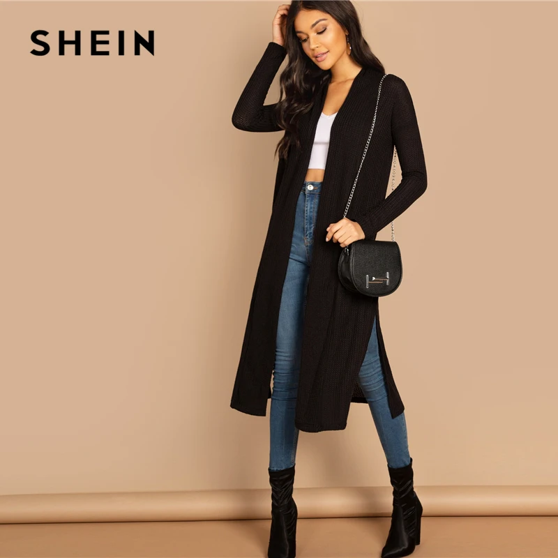 SHEIN Длинный Демисезонный Кардиган Повседневный Кардиган С Длинными Рукавами