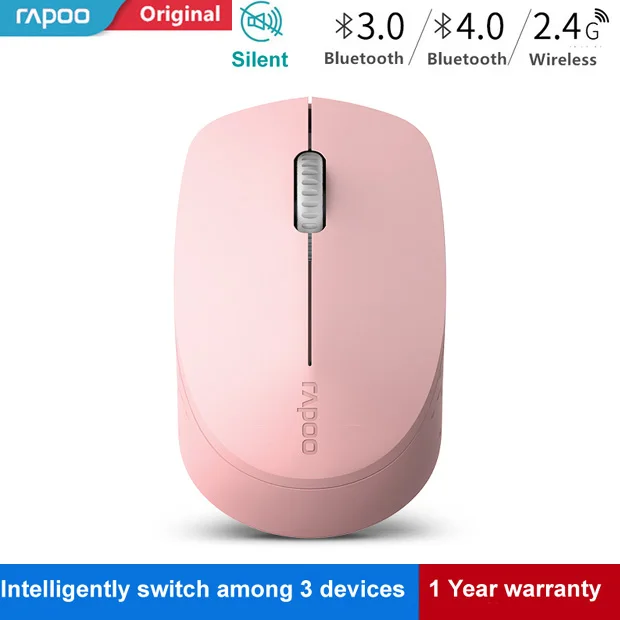 M100 Pink Rapoo Silent Беспроводной Оптический Мышь с Bluetooth 4,0/2,4 РФ 3,0 г Mute мини Бесшумная мышь для Macbook PC ноутбук - Цвет: M100 Pink