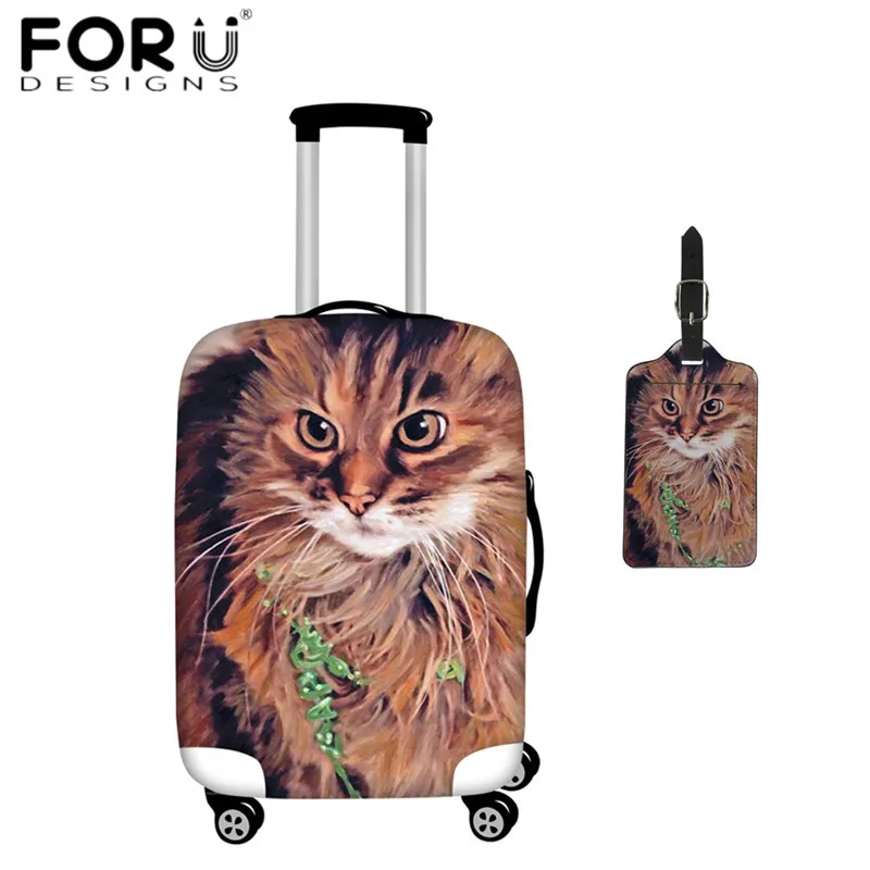 FORUDESIGNS, чемодан, Защитные Чехлы, живопись маслом Кот, 3D печать, чехол для багажа, эластичный толстый чемодан, сумка, аксессуары для путешествий - Цвет: HMA013-2pcs