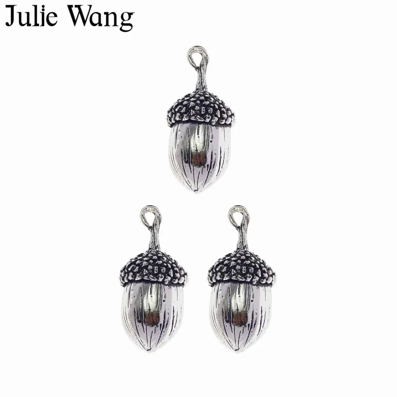 Julie Wang 2 шт. подвеска на ожерелье из сплава большой желудь под античное серебро