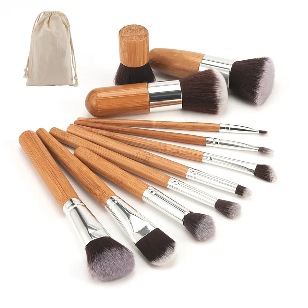 

2020 New Makeup Tool Natural Bamboo Professional Makeup Brushes Set Powder Foundation Eyeshadow Blending Brush Make up Tool Kit