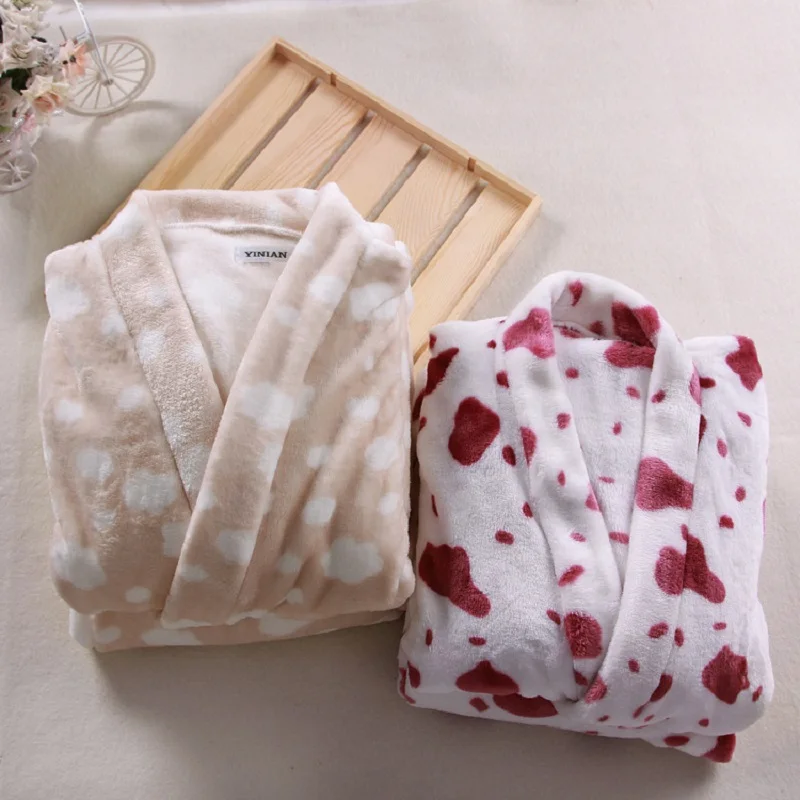 Зимние фланелевые пижамные комплекты для пар японские кимоно домашняя одежда в