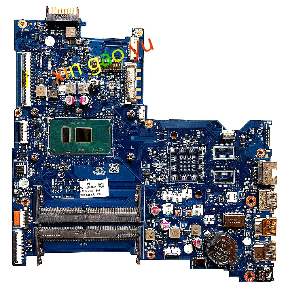 Материнская плата для ноутбука HP 15-AY I7-6500U CPU BDL50 LA-D704P 854934-601 встроенный 100% ТЕСТ ОК