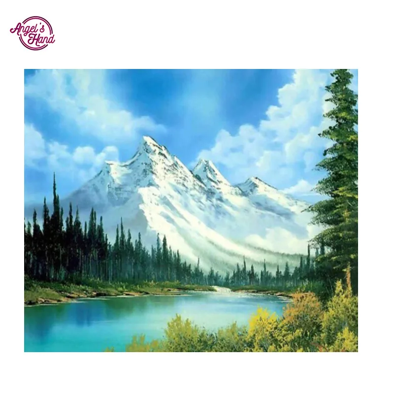 Круглый бриллиант наборы вышивки крестиком вставить гладью 'mountains и озер