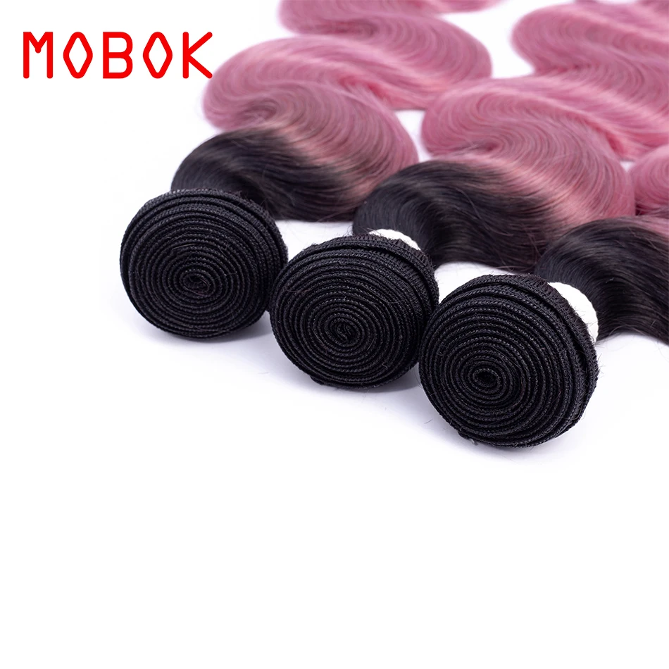 Mobot пучки человеческих волос Ombre OT розовый темные корни Омбре бразильские волосы