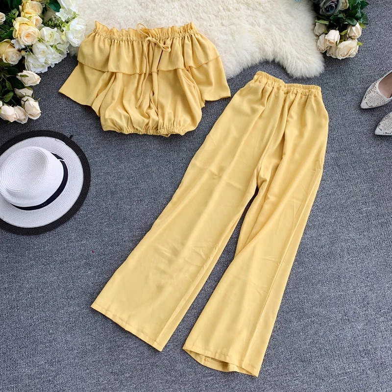 2019 Новый Модный женский комплект из двух предметов с вырезом лодочкой