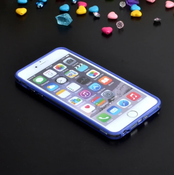 blue Гибридная средняя Прозрачная защитная рамка Tpu бампер для Iphone 6 Plus/6s Plus 5," мягкий силиконовый бампер чехол - Цвет: blue