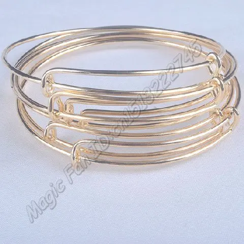 kc gold Горячие аксессуары 12 шт./лот серебряный и золотой цвет простой проводки браслет регулируемые расширяемые проволочные браслеты - Окраска металла: kc gold